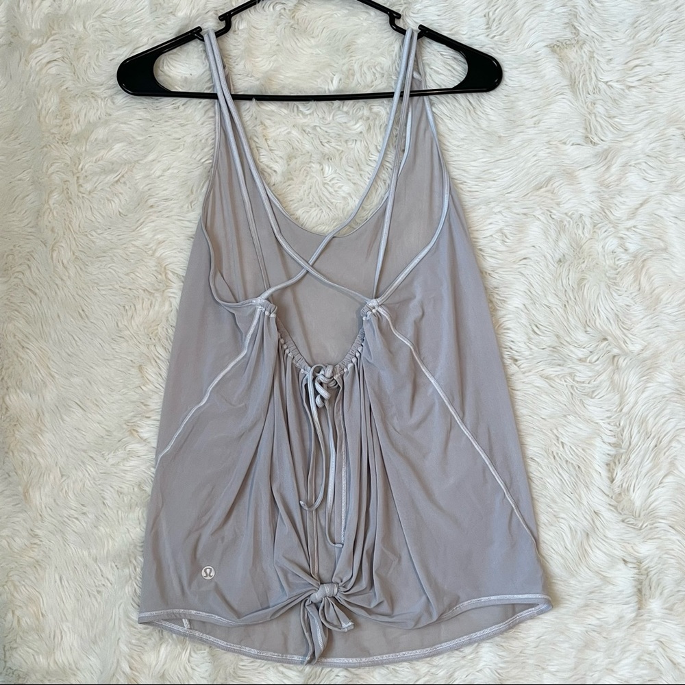 Lululemon Such A Cinch Tank Light Gray Mesh Tie Back
